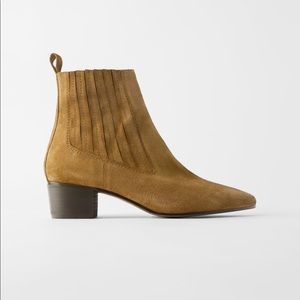 Zara Tan Suede Booties 6.5 NWT